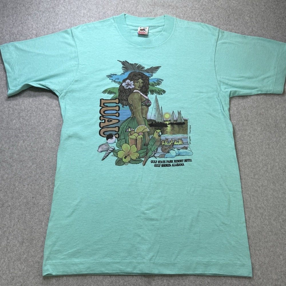Vintage 90s Luau Gulf State Park Resort Tee M USA Single Stitch Beach Graphic